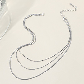 Secret Box_Triple Layered Metal Chain Bib Necklace