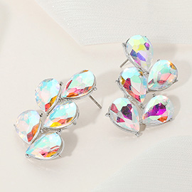 Teardrop Stone Cluster Evening Earrings