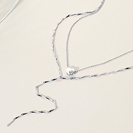 Secret Box_Stone Heart Accented Double Layered Y Necklace