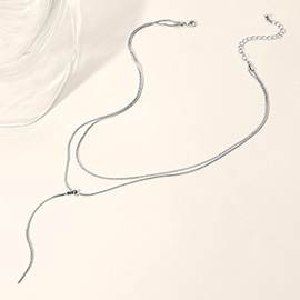 Secret Box _ Dropped Metal Chain Double Layered Y Necklace