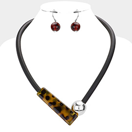 Celluloid Acetate Tortoise Metal Ball Magnetic Necklace