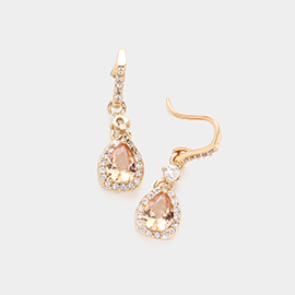 CZ Teardrop Dangle Evening Earrings