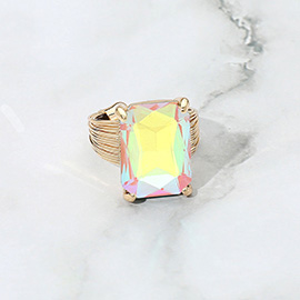 Emerald Cut Stone Adjustable Ring