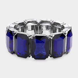Emerald Cut Stone Stretch Evening Bracelet