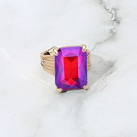 Emerald Cut Stone Adjustable Ring