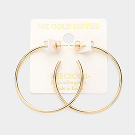 14K Gold Dipped 1.75 Inch Metal Hoop Earrings