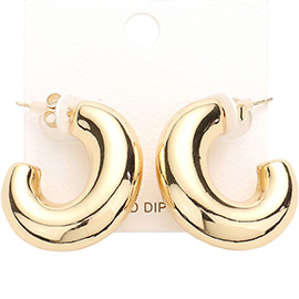 Gold Dipped Metal Oval Hoop Earrings