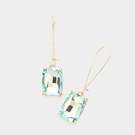 Emerald Cut Stone Dangle Evening Earrings