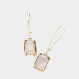 Emerald Cut Stone Dangle Evening Earrings