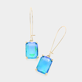 Emerald Cut Stone Dangle Evening Earrings