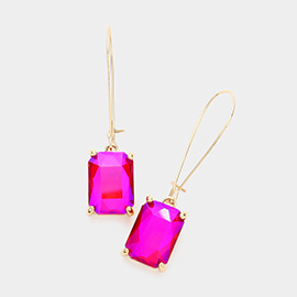 Emerald Cut Stone Dangle Evening Earrings