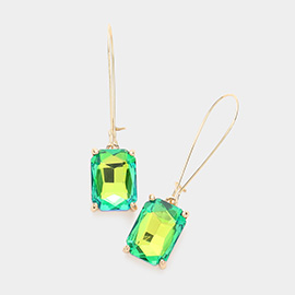 Emerald Cut Stone Dangle Evening Earrings