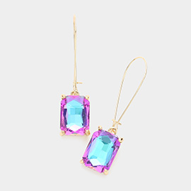Emerald Cut Stone Dangle Evening Earrings