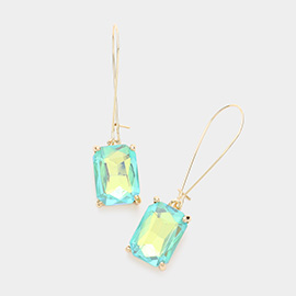 Emerald Cut Stone Dangle Evening Earrings