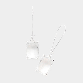 Emerald Cut Stone Dangle Evening Earrings