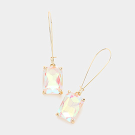 Emerald Cut Stone Dangle Evening Earrings