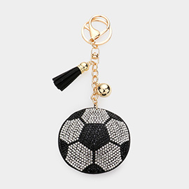 Bling Soccer Tassel Keychain