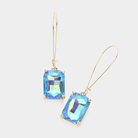 Emerald Cut Stone Dangle Evening Earrings