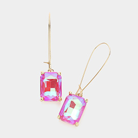 Emerald Cut Stone Dangle Evening Earrings
