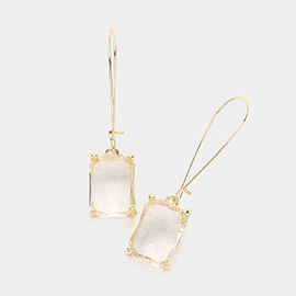 Emerald Cut Stone Dangle Evening Earrings