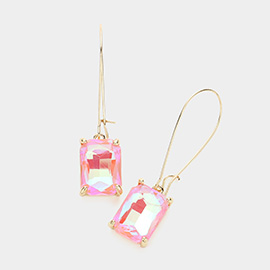 Emerald Cut Stone Dangle Evening Earrings