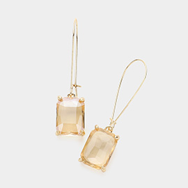 Emerald Cut Stone Dangle Evening Earrings
