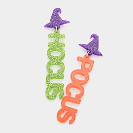 Glittered Resin Witch Hat Hocus Pocus Message Link Dangle Earrings