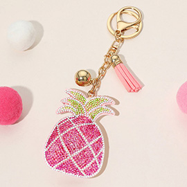 Bling Studded Pineapple Tassel Keychain / Bag Charm