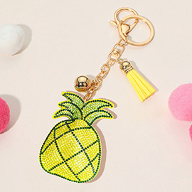 Bling Studded Pineapple Tassel Keychain / Bag Charm