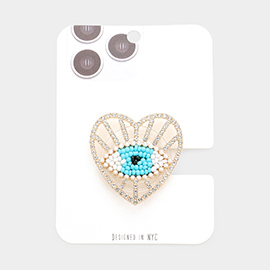 Evil Eye Centered Heart Adhesive Phone Grip and Stand