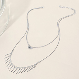 Secret Box_Evil Eye Pointed Metal Bar Cluster Double Layered Necklace