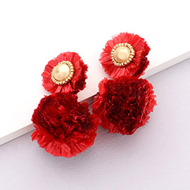 Raffia Ball Dangle Earrings