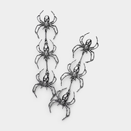Triple Metal Spider Link Dangle Earrings