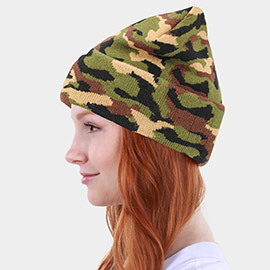 Camouflage Patterned Soft Basic Beanie Hat