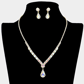 Teardrop Stone Accented Rhinestone Necklace