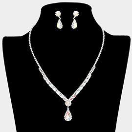 Teardrop Stone Accented Rhinestone Necklace