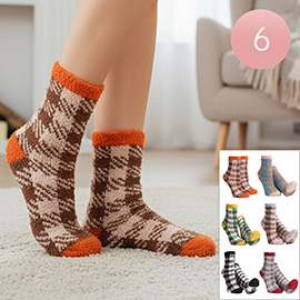 6Pairs - Buffalo Check Patterned Luxury Soft Socks