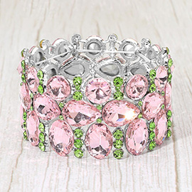 Multi Stone Cluster Evening Stretch Bracelet