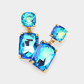 Square Rectangle Link Dangle Evening Earrings