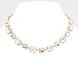 Cushion Square Stone Link Evening Necklace