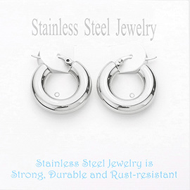 Stainless Steel 1 Inch Metal Hoop Pin Catch Earrings