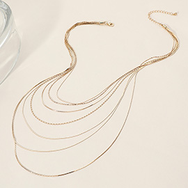Secret Box _ Metal Chain Multi Layered Bib Necklace