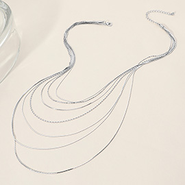 Secret Box _ Metal Chain Multi Layered Bib Necklace