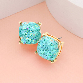 Square Druzy Stud Earrings