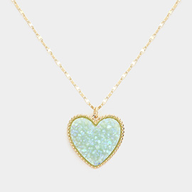 Druzy Heart Pendant Necklace