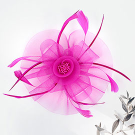 Feather Mesh Flower Fascinator / Headband