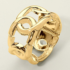 Bold Metal Sculptural Chain Link Hinged Bangle Bracelet