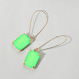 Emerald Cut Stone Dangle Evening Earrings