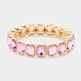 Rectangle Glass Stone Cluster Stretch Evening Bracelet
