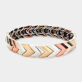 Burnished Metal Chevron Stretch Bracelet